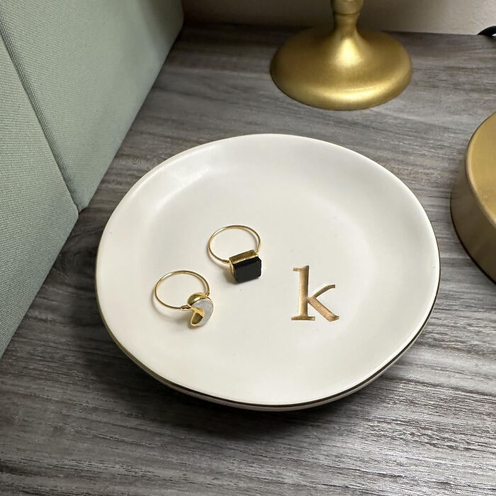 Capture Their Hearts & Jewelry With This Monogrammed Ceramic Jewelry Tray 
