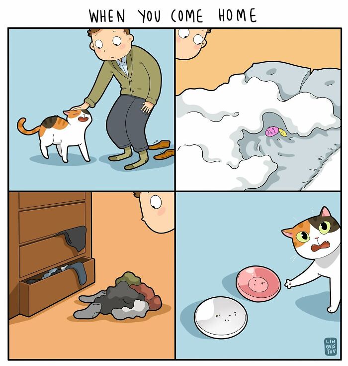 Funny Comic Of Life With A Cat By Lingvistov