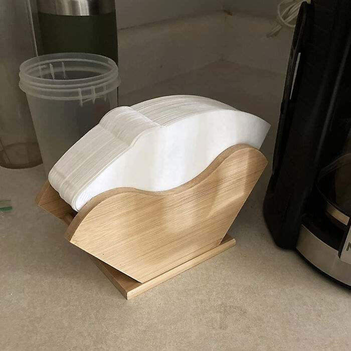 Keep The Coffee Filters Ready With Unibene's Chic Bamboo Coffee Filter Holder