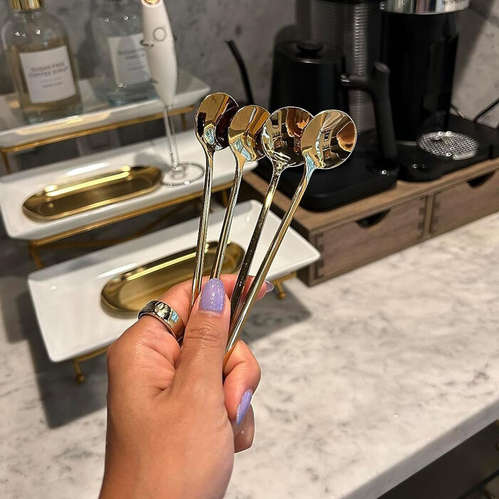 Add A Splash Of Gold To Their Drink With These Fabulous Stainless Steel Coffee Spoons