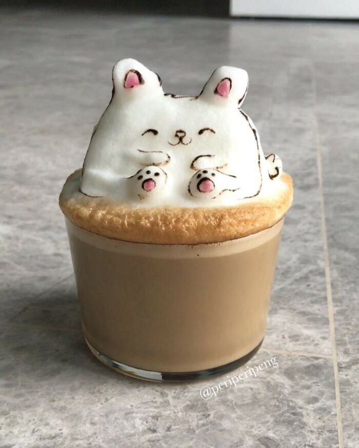 Criações de espuma de café por Daphne Tan
