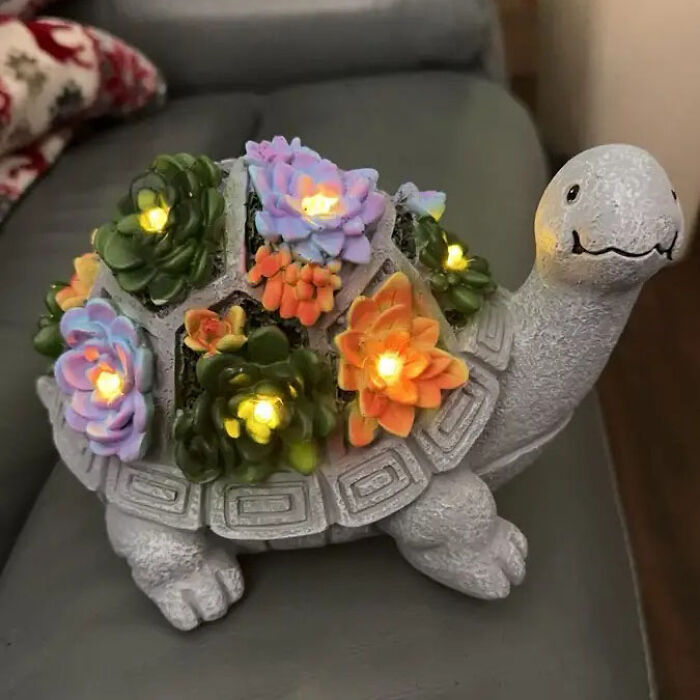 Light Up The Night With This Solar-Powered Turtle Statue That Brightens Your Yard To Life!