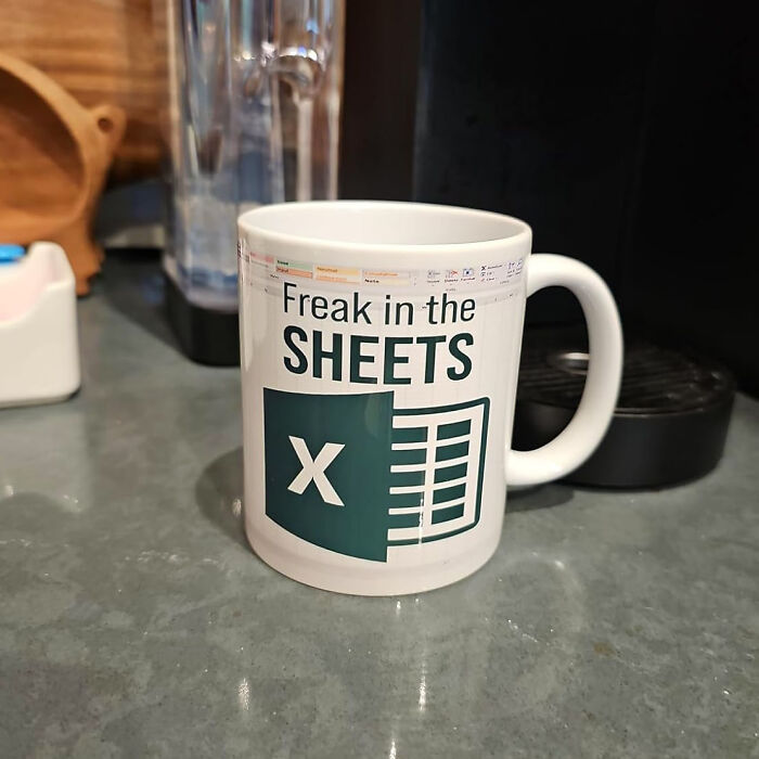 "Freak In The Sheets" Funny Spreadsheet Mug - Because Coffee + Sarcasm = Workday Survival!