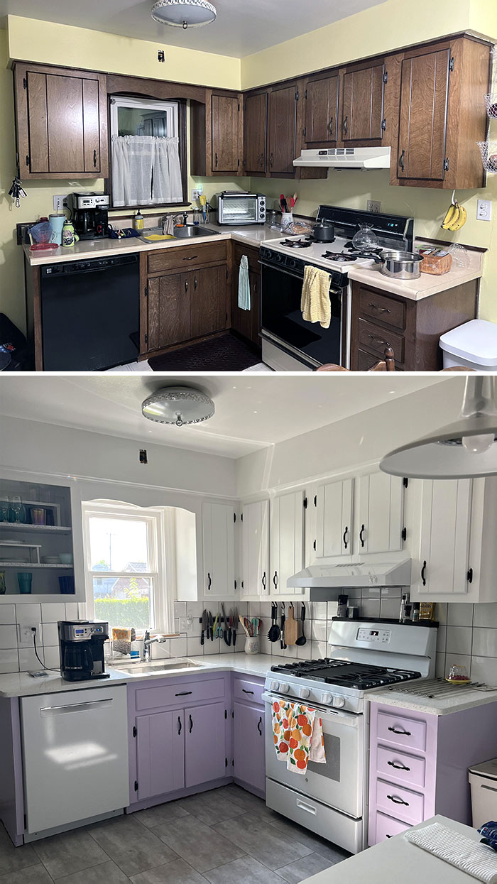 Before And After Kitchen Renovation - Still A Few Touch-Ups And Pops Of Color Needed