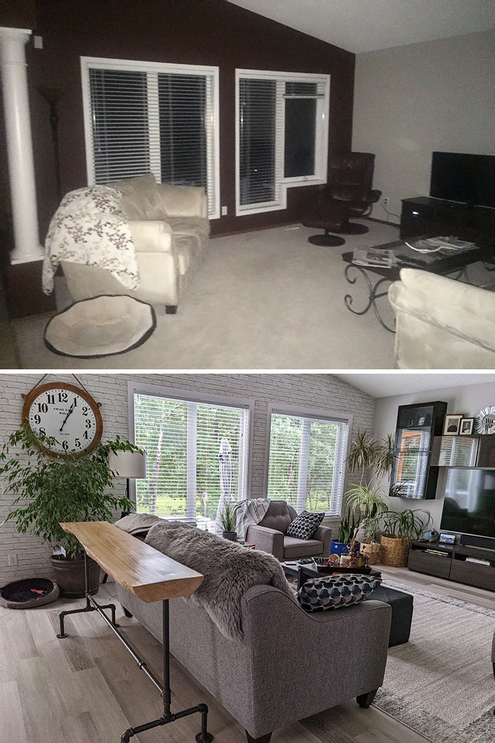 Thought You All Could Appreciate My Parents' Before And After Shot Of Their Living Room. When They First Moved In, To Now