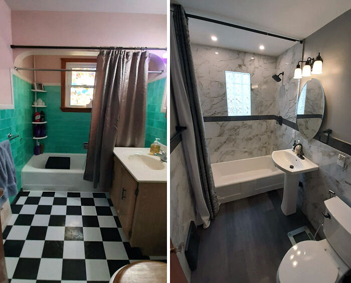 Before And After Renovating My Bathroom. Moldy Retro Bathroom To Clean Contemporary Bathroom