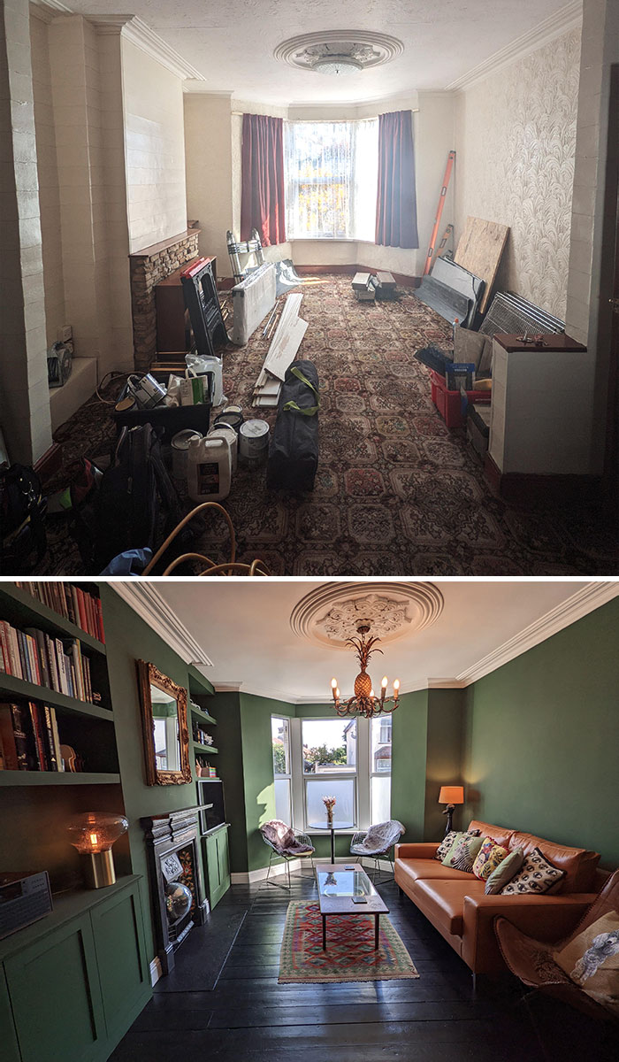 Now And Then Of Our Living Room In A Small Victorian Terrace. Bristol UK