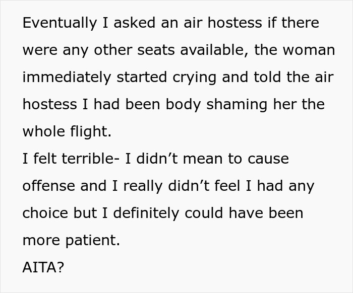 Person Gets Trapped By A Plus-Size Woman On A Flight, Makes Her Cry After Asking To Switch Seats