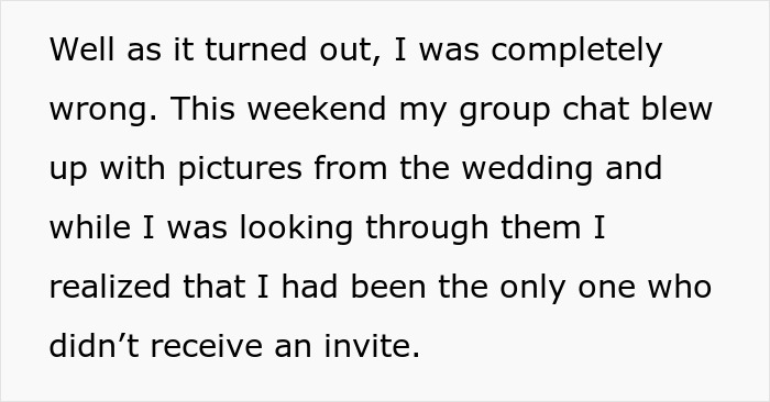 Woman Loses It Realizing Friend Had Invited Everyone But Her To Wedding, Leaves Group Chat