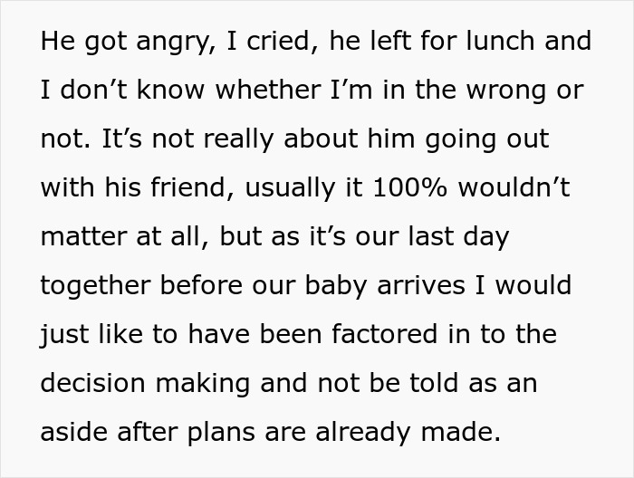Man Upsets Wife The Day Before Her C-Section By Making Plans With Friends Without Her Man Upsets Wife The Day Before Her C-Section By Making Plans With Friends Without Her