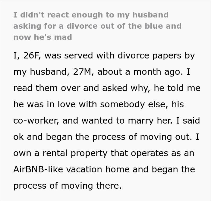 Wife Packs Up And Moves Out After Being Served Divorce Papers, Husband Expected More Of A Reaction