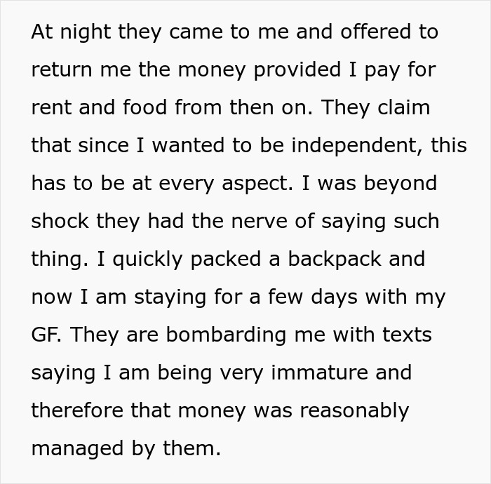Teen Takes Refuge With GF After Parents Steal $3K From His Savings To Pay For Lavish Getaway Teen Takes Refuge With GF After Parents Steal $3K From His Savings To Pay For Lavish Getaway