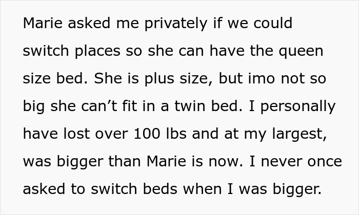 Obese Woman Turns To Friend Asking To Switch B&B Rooms, Ends Up Sobbing Instead Obese Woman Turns To Friend Asking To Switch B&B Rooms, Ends Up Sobbing Instead