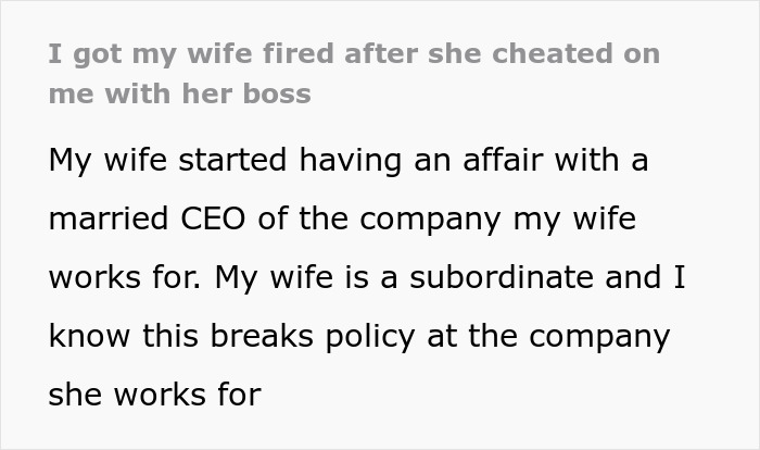 Man Learns About Wife’s Affair With Her CEO, Gets Her Fired And Leaves Her With Nothing Man Learns About Wife’s Affair With Her CEO, Gets Her Fired And Leaves Her With Nothing