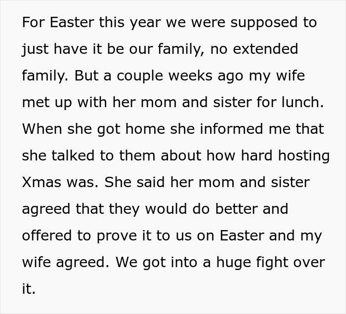 Husband Is Fed Up With Hosting Holidays For Wife's Fam, Ends Up Leaving Her Alone For Easter