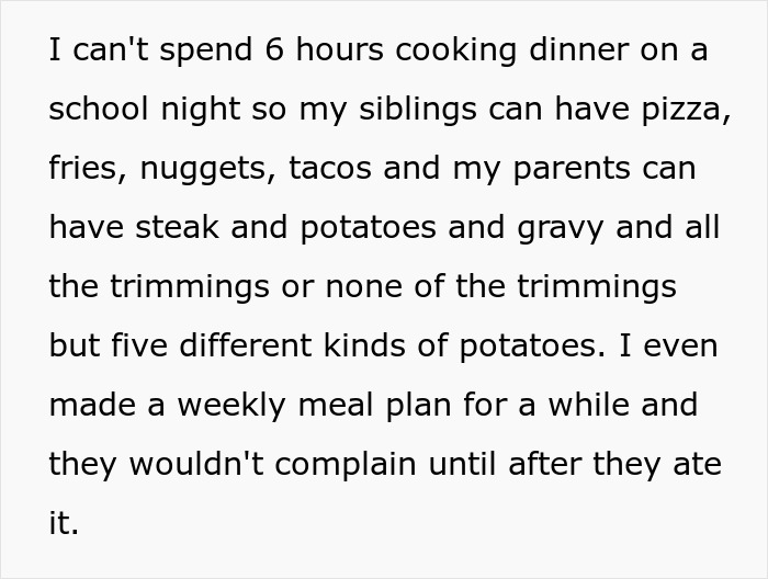 Teen Can't Keep Up With Family's Food Preferences, Starts Cooking Only For Himself, It Angers Family Teen Can't Keep Up With Family's Food Preferences, Starts Cooking Only For Himself, It Angers Family
