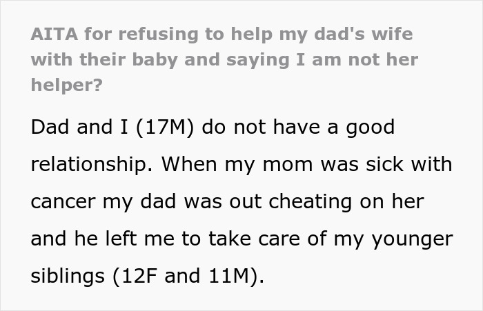Teen Called Disgusting For Refusing To Take Care Of Newborn Baby That Came From His Dad’s Affair Teen Called Disgusting For Refusing To Take Care Of Newborn Baby That Came From His Dad’s Affair