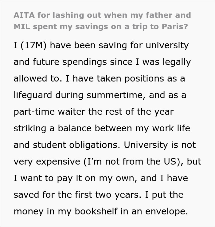 Teen Takes Refuge With GF After Parents Steal $3K From His Savings To Pay For Lavish Getaway Teen Takes Refuge With GF After Parents Steal $3K From His Savings To Pay For Lavish Getaway