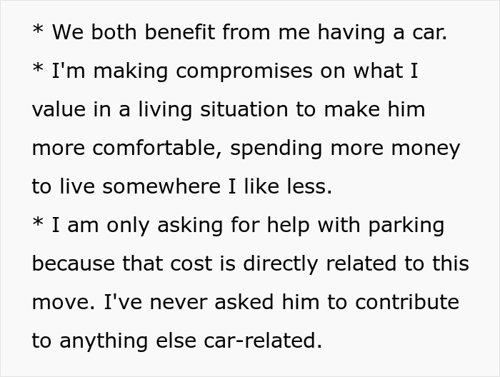 BF Refuses To Help Pay For Parking Spot Since He Doesn't Drive, Leaves GF Confused
