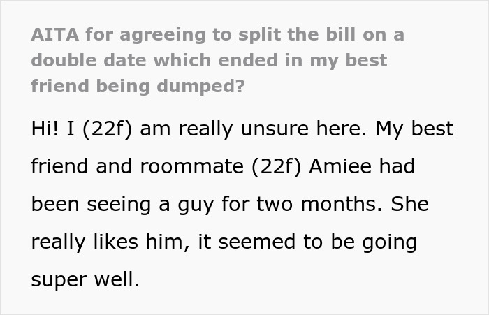 Woman Suggests To Split The Bill On Double Date, Gets Blamed For Causing A Breakup Woman Suggests To Split The Bill On Double Date, Gets Blamed For Causing A Breakup