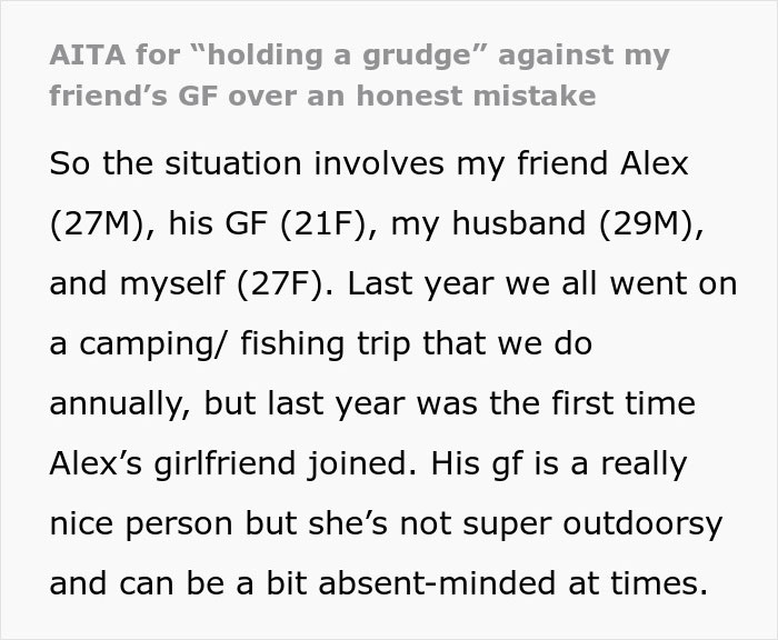 Woman Banned From Annual Camping Trip After “Honest Mistake” Nearly Cost Friends’ Lives Woman Banned From Annual Camping Trip After “Honest Mistake” Nearly Cost Friends’ Lives
