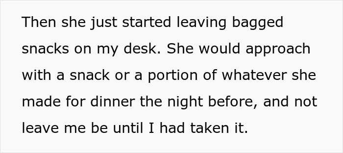 Woman Left In Tears After Coworker Demands She Stop Feeding Him Woman Left In Tears After Coworker Demands She Stop Feeding Him