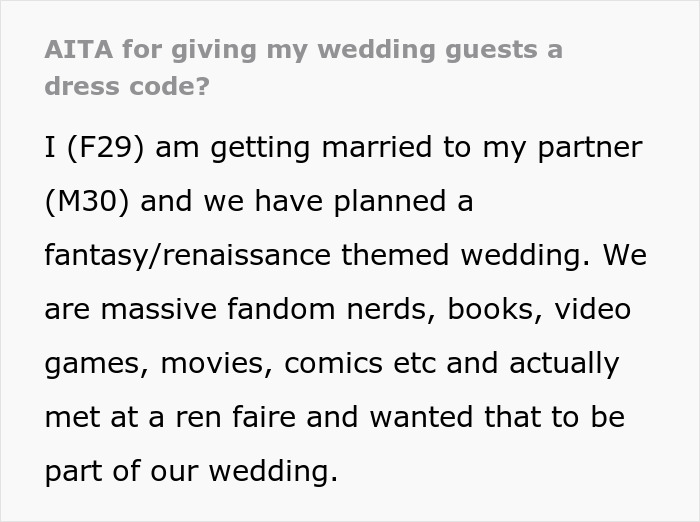 Nerdy Couple Wants A Fantasy Wedding, Guests Say They're Uncomfortable With The Theme Nerdy Couple Wants A Fantasy Wedding, Guests Say They're Uncomfortable With The Theme