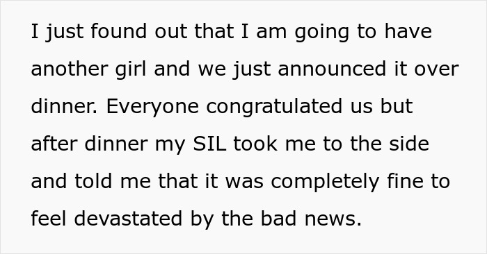 Married Couple Reveals They’re Expecting A Daughter, SIL Tells Wife She Should Feel Devastated Married Couple Reveals They’re Expecting A Daughter, SIL Tells Wife She Should Feel Devastated