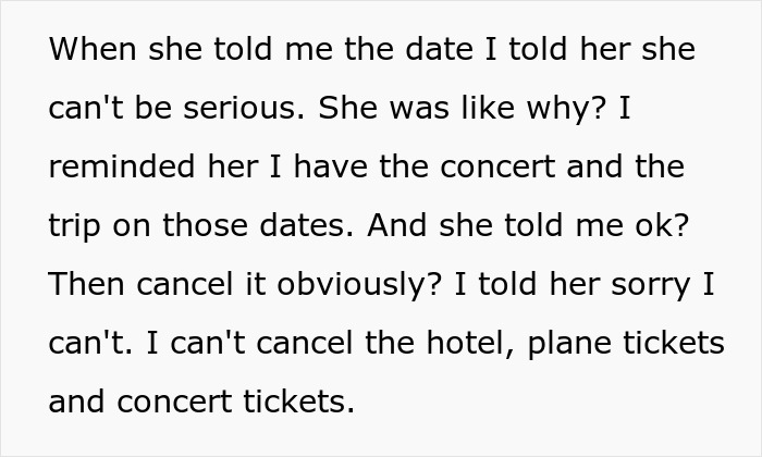 "AITA For Choosing A Concert Over My Best Friend's Wedding?" "AITA For Choosing A Concert Over My Best Friend's Wedding?"