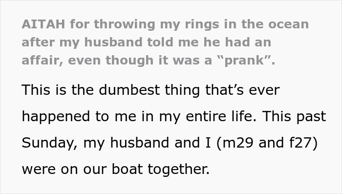 "My Husband's Jaw Hit The Floor": Wife Throws Rings In The Ocean After Husband's Cruel 'Prank'