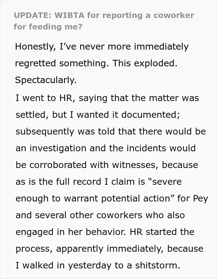 Woman Left In Tears After Coworker Demands She Stop Feeding Him Woman Left In Tears After Coworker Demands She Stop Feeding Him