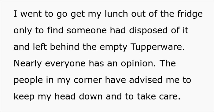 Woman Left In Tears After Coworker Demands She Stop Feeding Him Woman Left In Tears After Coworker Demands She Stop Feeding Him