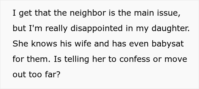 Man Has Tough Conversation With 21YO Daughter Who Had An Affair With Their Married Neighbor