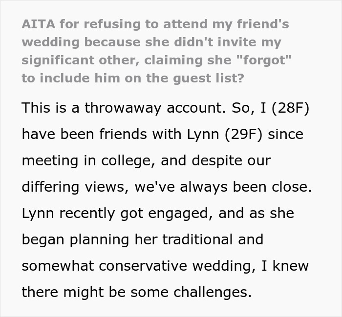 Woman’s SO Isn’t Invited To The Wedding Of Her Friend Who Gave Her A Kidney, So She Skips It Woman’s SO Isn’t Invited To The Wedding Of Her Friend Who Gave Her A Kidney, So She Skips It