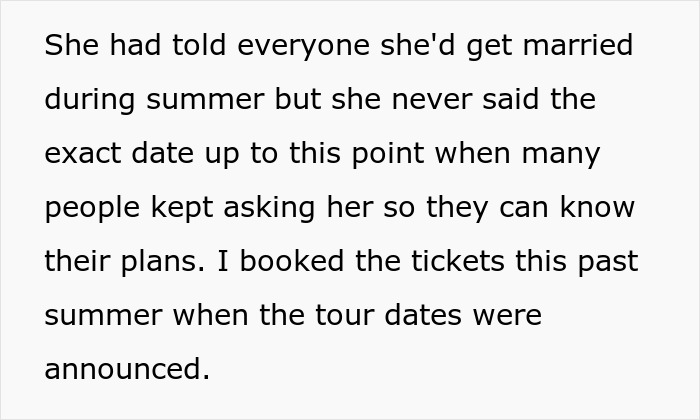 "AITA For Choosing A Concert Over My Best Friend's Wedding?" "AITA For Choosing A Concert Over My Best Friend's Wedding?"
