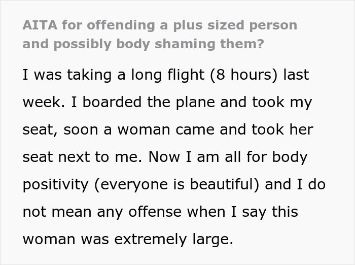 Person Gets Trapped By A Plus-Size Woman On A Flight, Makes Her Cry After Asking To Switch Seats Person Gets Trapped By A Plus-Size Woman On A Flight, Makes Her Cry After Asking To Switch Seats