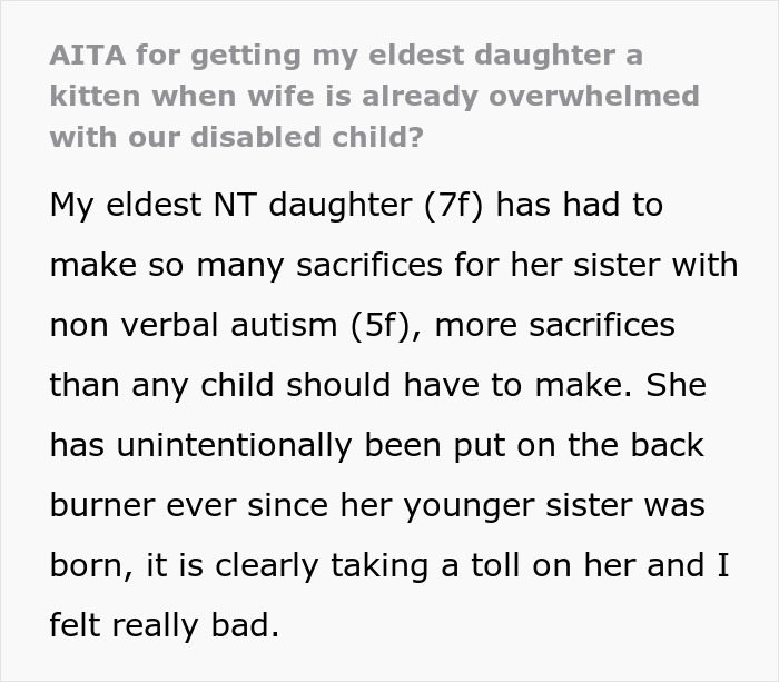 Dad Done Seeing Elder Daughter Suffer Over Her Disabled Sister, Gets Her A Kitten, Drama Ensues Dad Done Seeing Elder Daughter Suffer Over Her Disabled Sister, Gets Her A Kitten, Drama Ensues