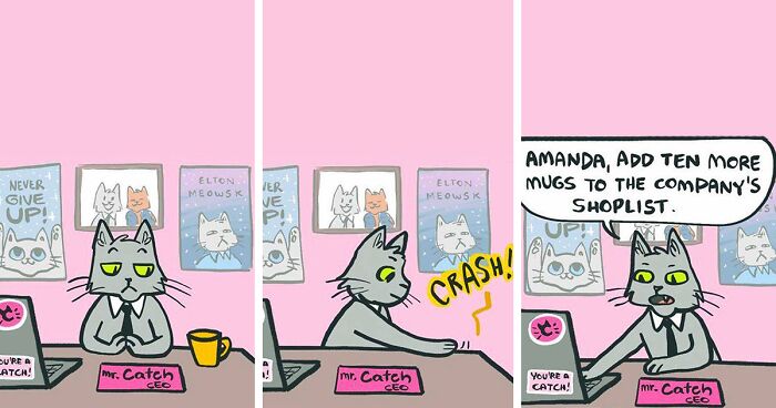 Corporate Comedy: 37 Comics About A Workplace Where Birds Work For A Cat Boss, By This Artist (New Pics)
