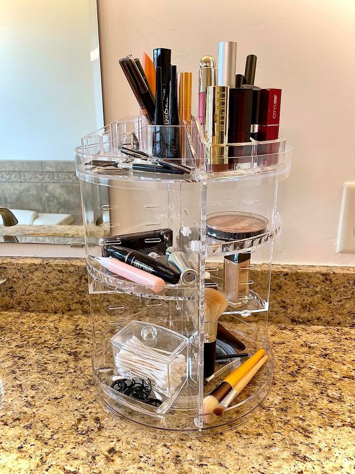 Organize Your Beauty Essentials With A Cosmetic Storage Display Case: Keep Your Makeup Neatly Arranged And Easily Accessible
