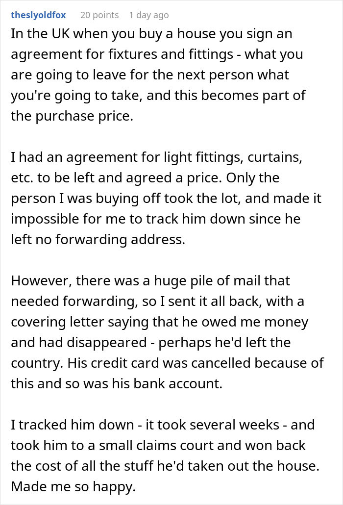 Woman Refuses To Buy Previous Tenant's Stuff, Hoping She'll Leave It Anyway, Comes To Regret It Woman Refuses To Buy Previous Tenant's Stuff, Hoping She'll Leave It Anyway, Comes To Regret It