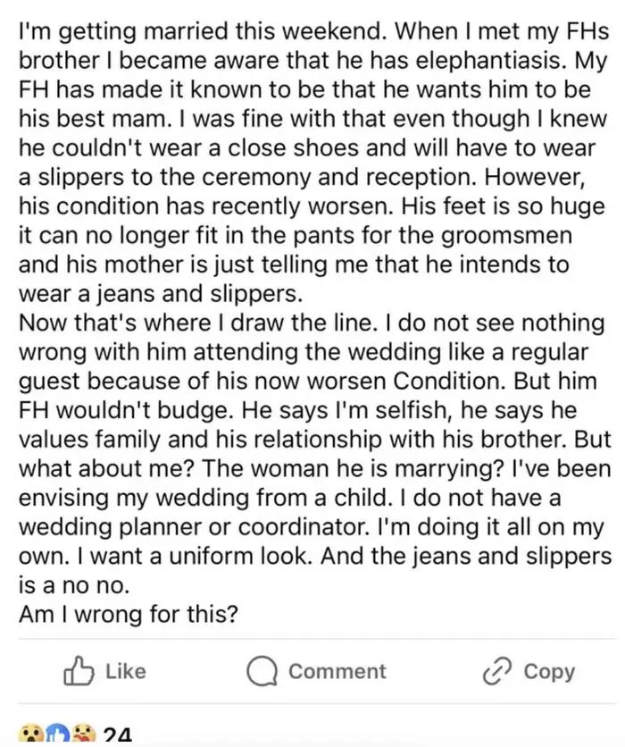 I Thought This Was A Troll Post But There Were Actual Real People In The Comments Agreeing With The Bride!
