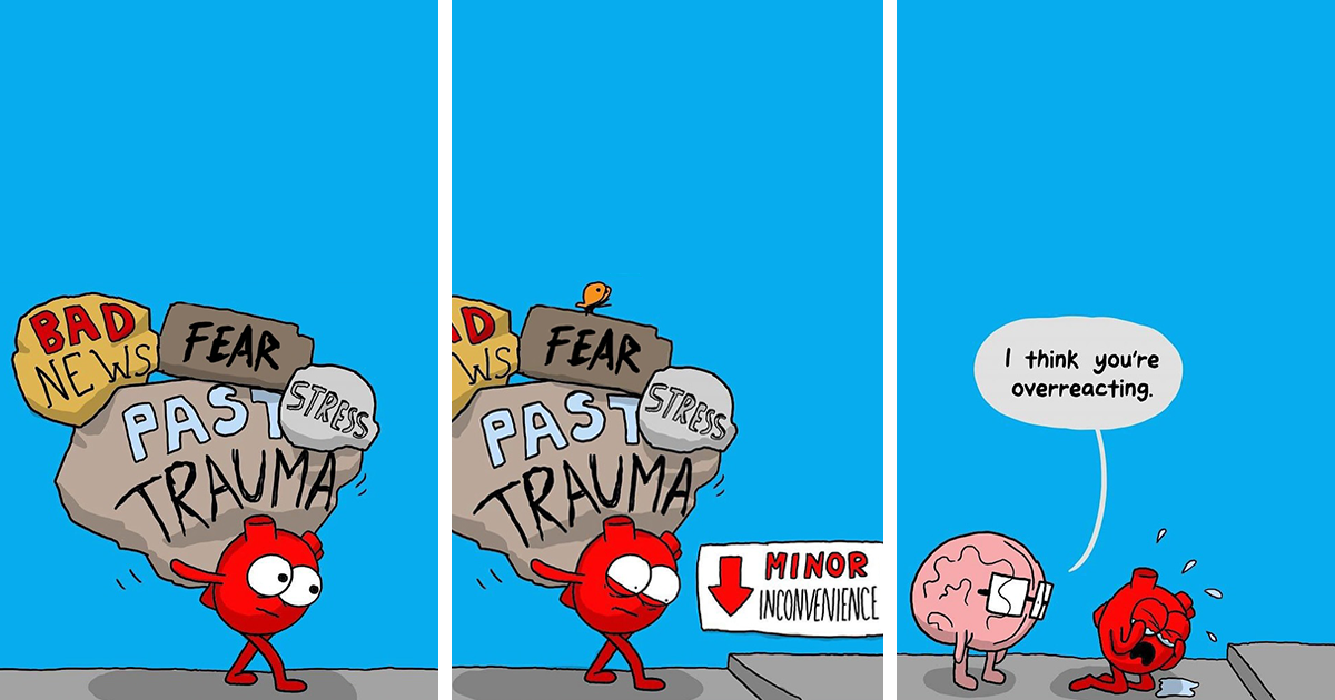 Artist Created 60 New Comics About A Heart, A Brain, And The Dilemmas They Face - Vimarsana News