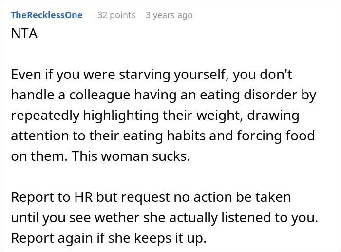 Woman Left In Tears After Coworker Demands She Stop Feeding Him Woman Left In Tears After Coworker Demands She Stop Feeding Him