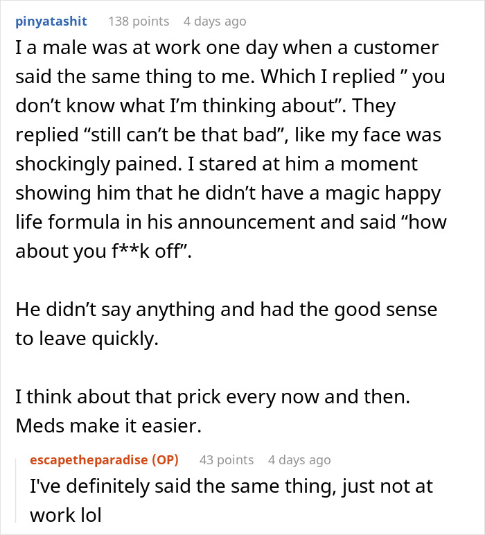 Woman Comes Up With Perfect Lie To Teach "Smile More" Guy A Lesson
