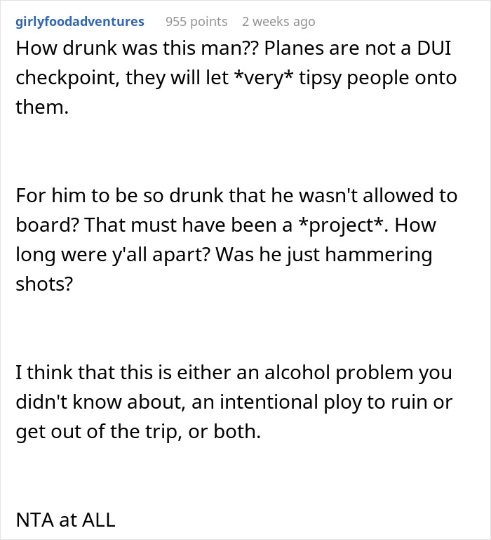 Drunk Guy Is Left At The Airport Alone When Wife Refuses To Miss Expensive Flight To See Her Family Drunk Guy Is Left At The Airport Alone When Wife Refuses To Miss Expensive Flight To See Her Family
