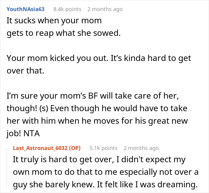 Teen Is Kicked Out By Mom And Her BF, Refuses To Return Home When Asked After Mom Has A Stroke
