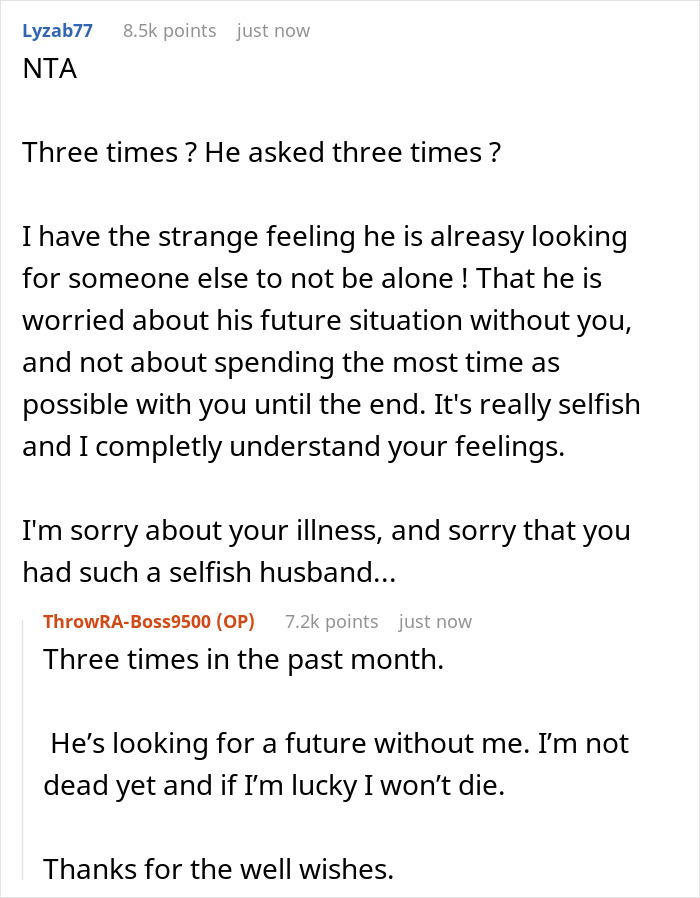 Man Keeps Asking If He Can Date Others After Wife Dies, She Gives Him Permission By Divorcing Him Man Keeps Asking If He Can Date Others After Wife Dies, She Gives Him Permission By Divorcing Him