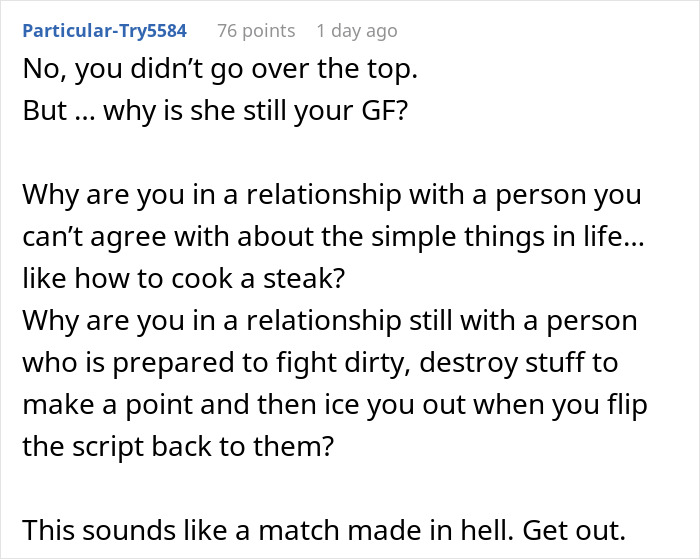 "I've Never Been So Disgusted With Her": GF Cooks Guy Steaks, Pretends She's An Idiot