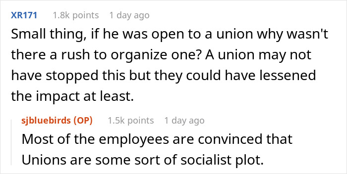 Reddit discussion about unionization in response to a machinist's firing due to a controversial tattoo. Reddit discussion about unionization in response to a machinist's firing due to a controversial tattoo.