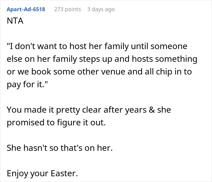 Husband Is Fed Up With Hosting Holidays For Wife's Fam, Ends Up Leaving Her Alone For Easter